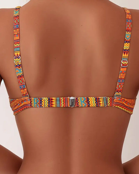 Baddräkt Tvådelad Bh Randigt Tryck