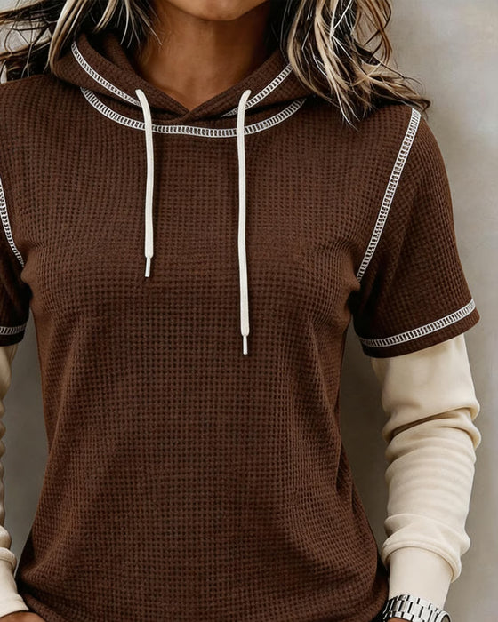 Hoodie Våffla Färgblock 2 I 1