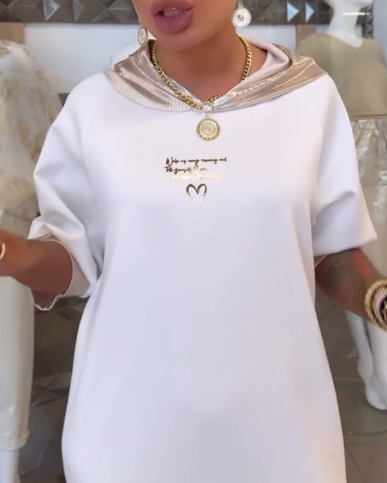 Klänning Huvtröja Enfärgad Lös Slits