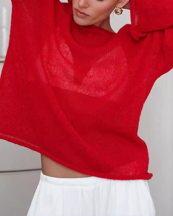 Pullover Sheer Lättvikt Omslag