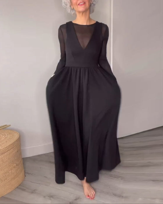 Klänning Plisserad Hängsel Med Stor Fåll