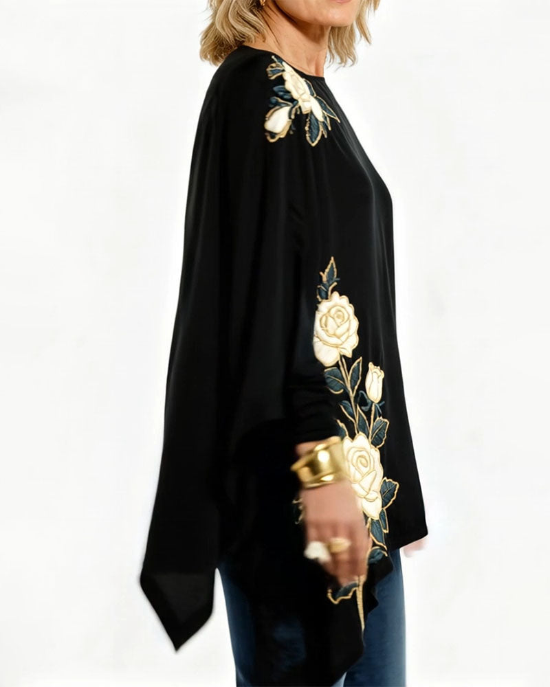 Topp Vintage Rosbroderi Stil Tryckt