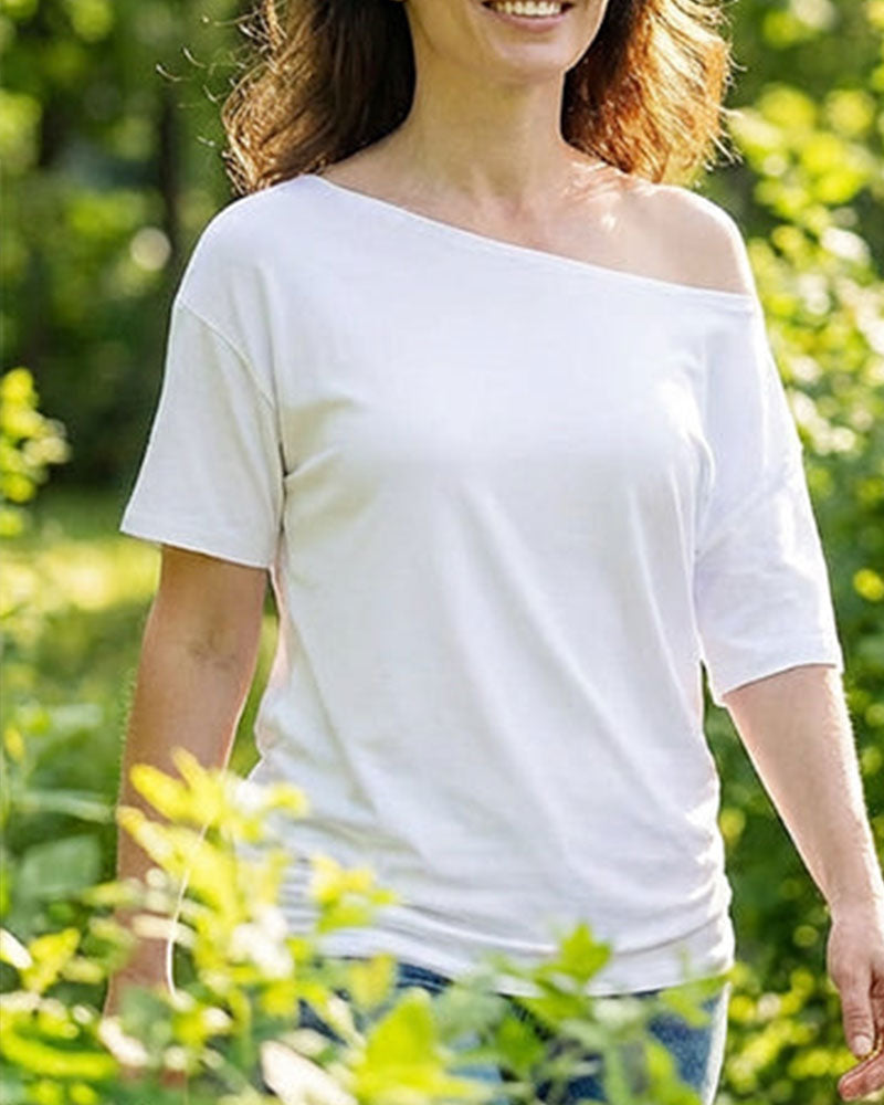 Set Kvinnors Off-Shoulder Loose Fit Topp 2-Delar