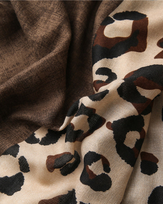 Dam Halsduk Leopard Lapptäcke Print Fransar Schal