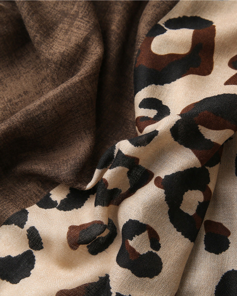 Dam Halsduk Leopard Lapptäcke Print Fransar Schal