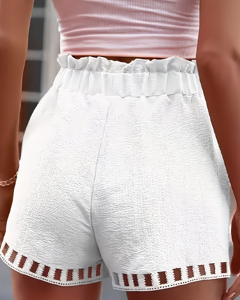Shorts Genombruten Spets Elastisk Midja