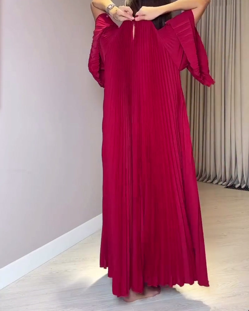 Klänning Modern Rund Halsringning Veckad