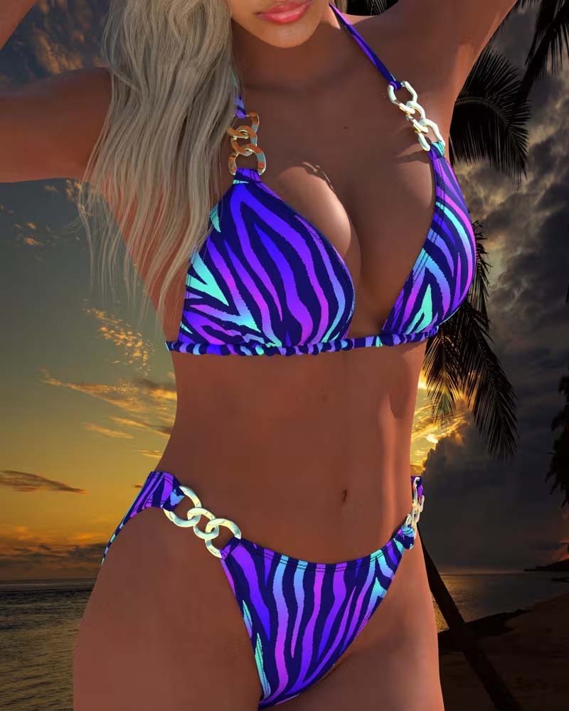 Baddräkt modern bikini med gradienttryck