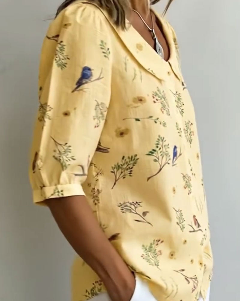 Skjorta Fågelmönster Peter Pan-Krage