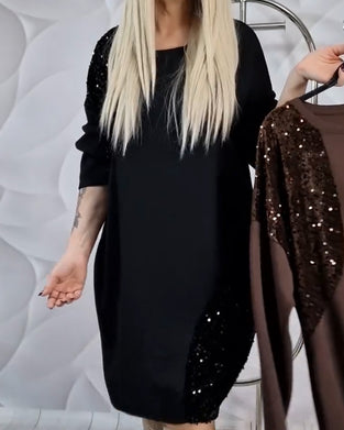 Klänning Rund Halsringning Sequin Lappverk