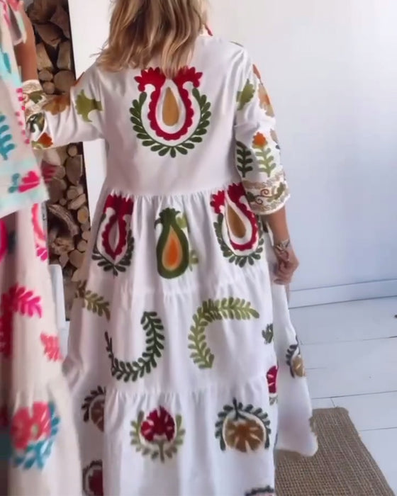 Klänning Blommigt Grafiskt Tryck