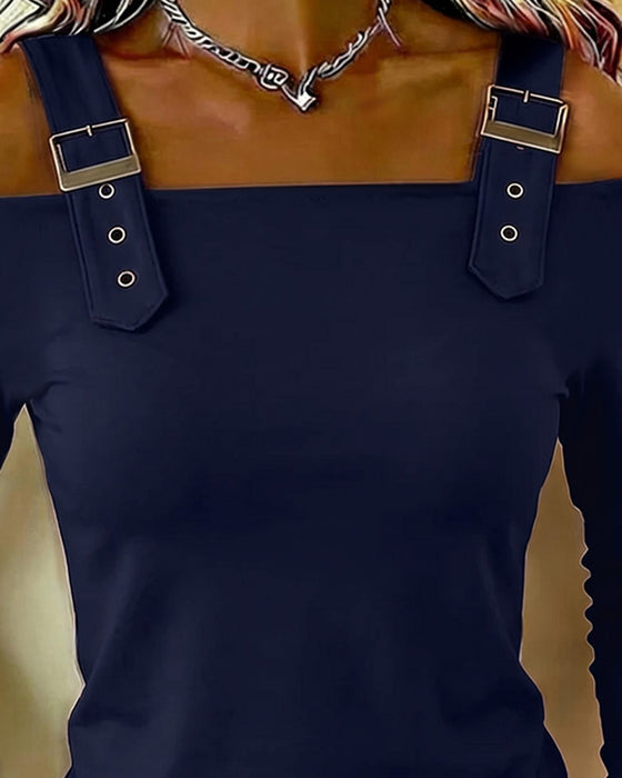 Topp Lång Ärm Off-Shoulder Kamisol