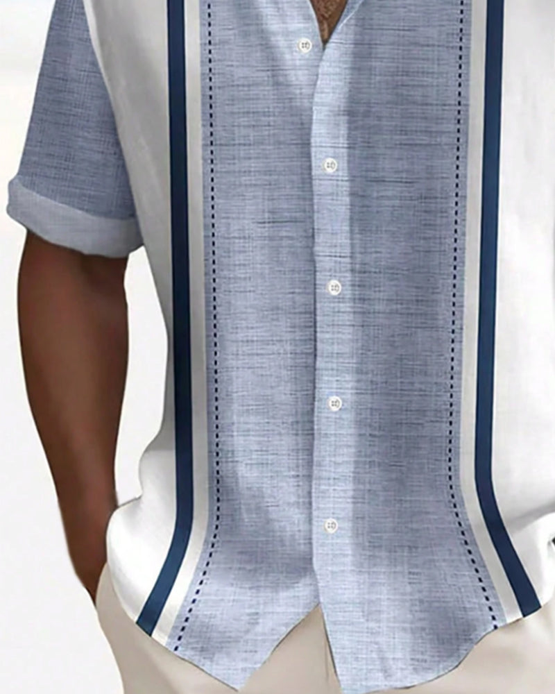 Skjorta Färgblockerad Kort Ärm