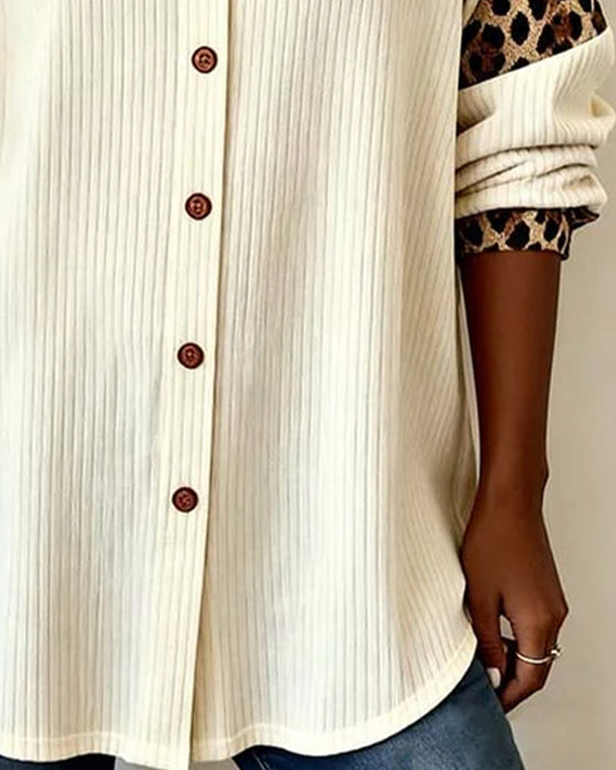 Skjorta Slag Knäppning Leopardmönster