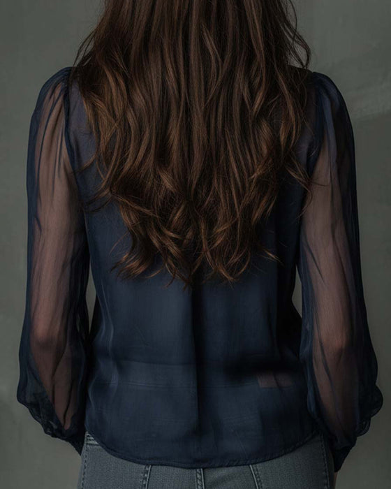 Blus Halv-blixtlås Nätlångärmad