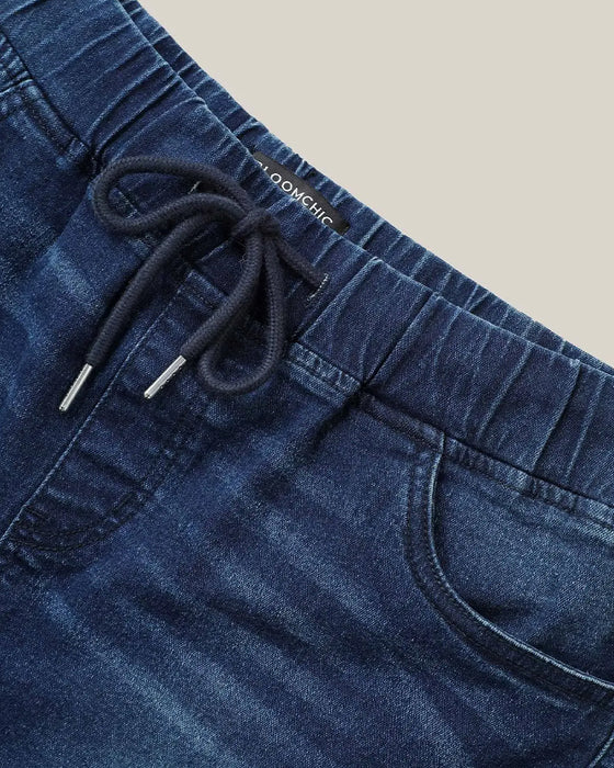 Shorts Elastisk Midja Rivna Jeans
