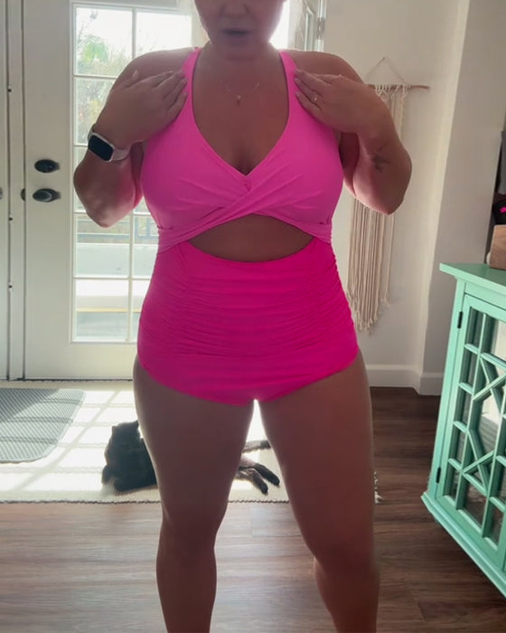 Baddräkt trendig färgblockgrimma i ett stycke