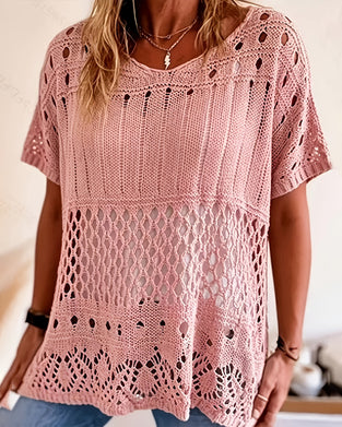 Pullover Rund Hals Utskuren