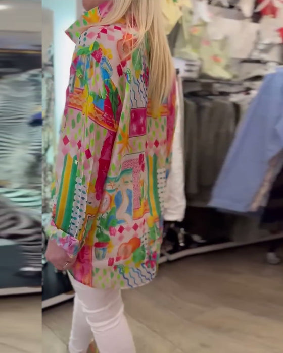 Skjorta Färgglad Stilren Krage