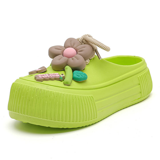 🌴 Dam Andningsbara Tofflor med Blomdekoration