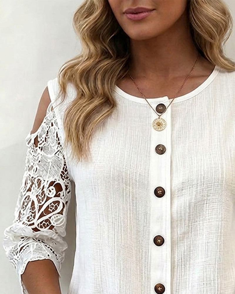 Blus Urklipp Off-Shoulder Knapp