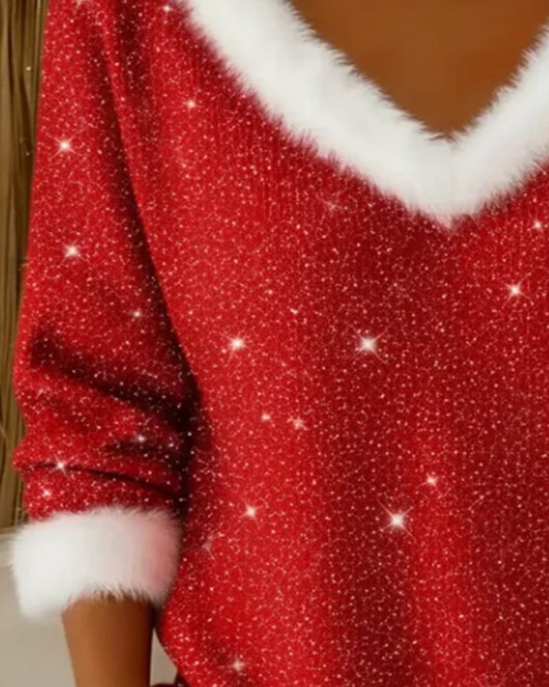 Tröja V Päls Krage Glansig Modern