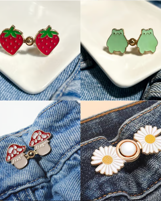 Söta Midjeomfamnande Knappar Med Tecknade Figurer