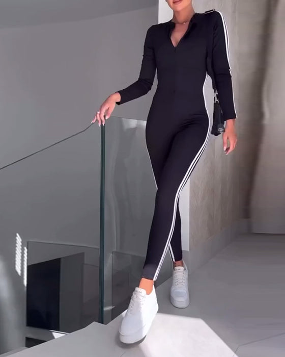 Jumpsuit casual sport randiga tights och bantning