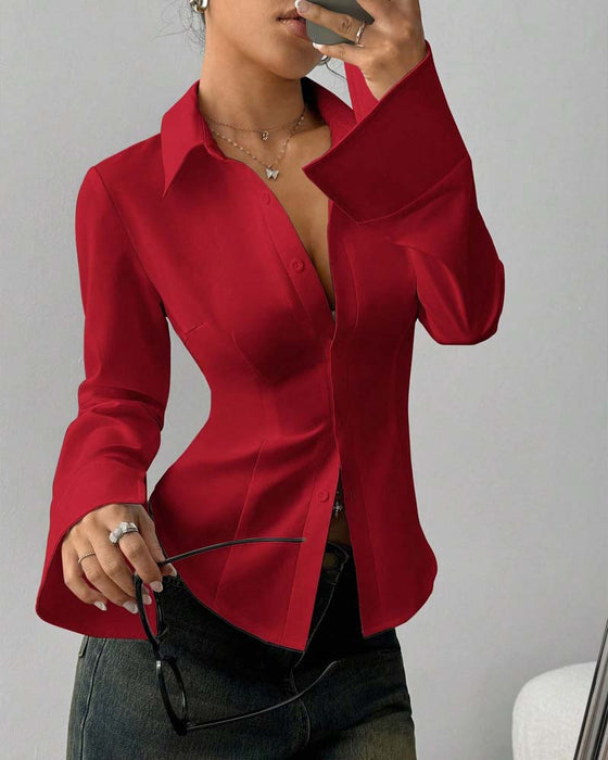 Elegant Slim-Fit Damskjorta