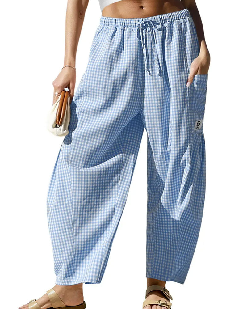 Byxor Casual Rutigt Mönster Cropped