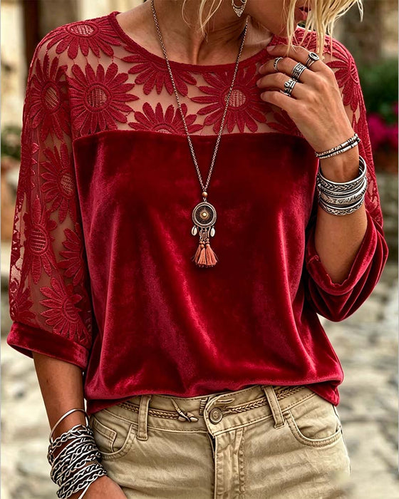 Blus Rundhalsad Solros Casual