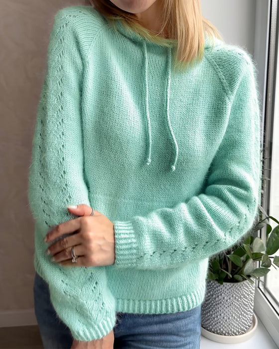 Pullover Med Huva Urholkad Dragsko Ficka