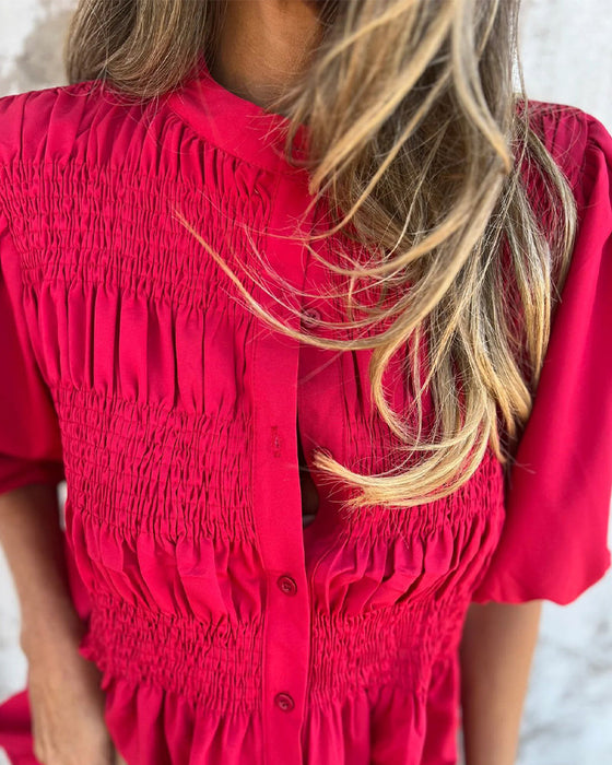 Blus Casual Mode Kort Ärma Enfärgad