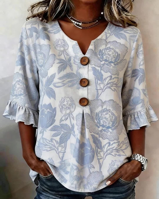 Blus Tryckt Volang Mudd