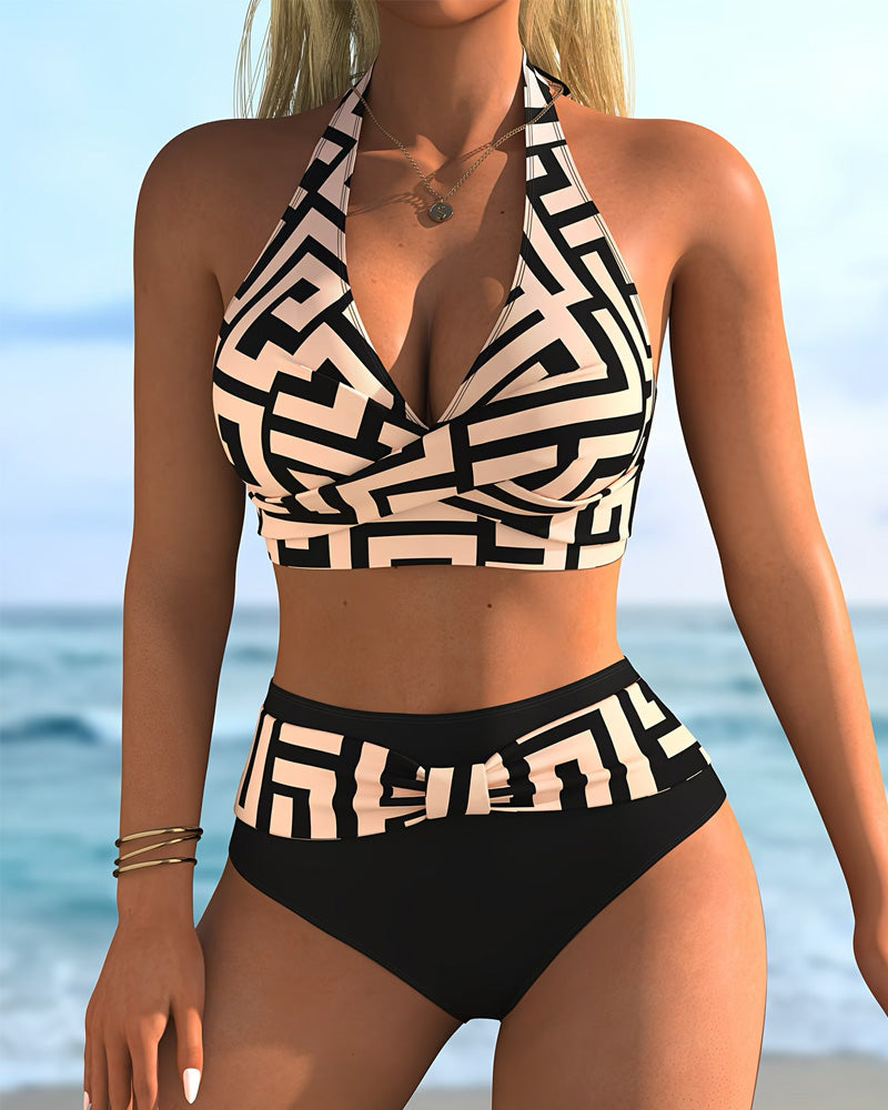 Bikini Semester Stil Halter Geometrisk