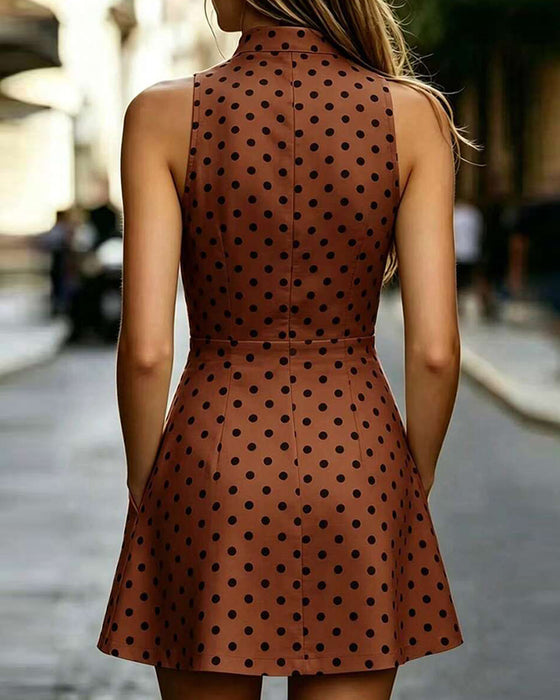 Klädning Ärmlös Polka Dot Vintage