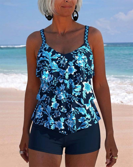 Tankini Oregelbunden Ruffle Fåll