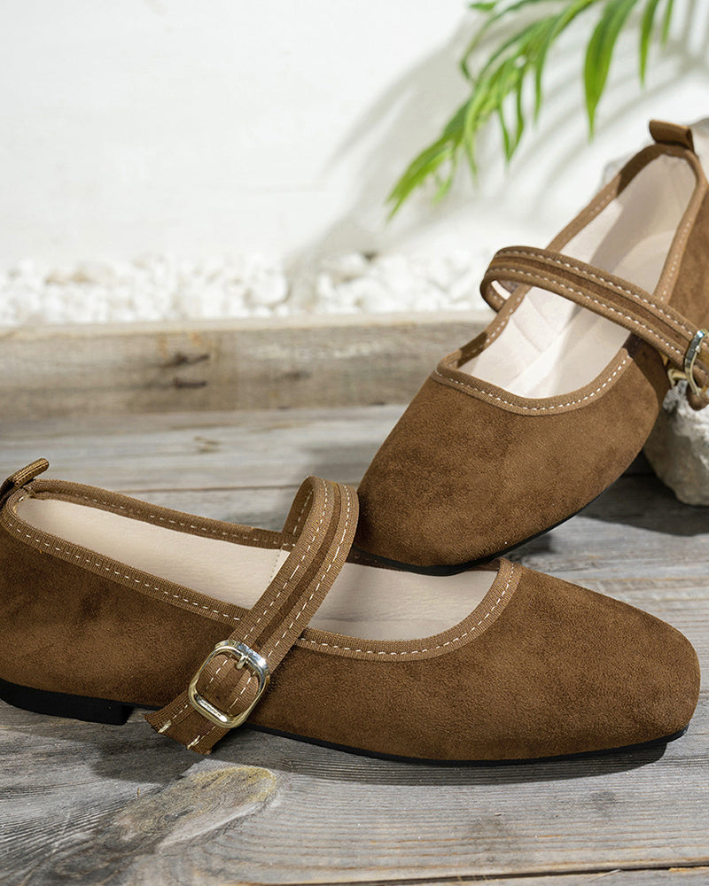 Dam Vintage Klassisk Elegant Fyrkantig Tå Klassiska Mary Jane Skor