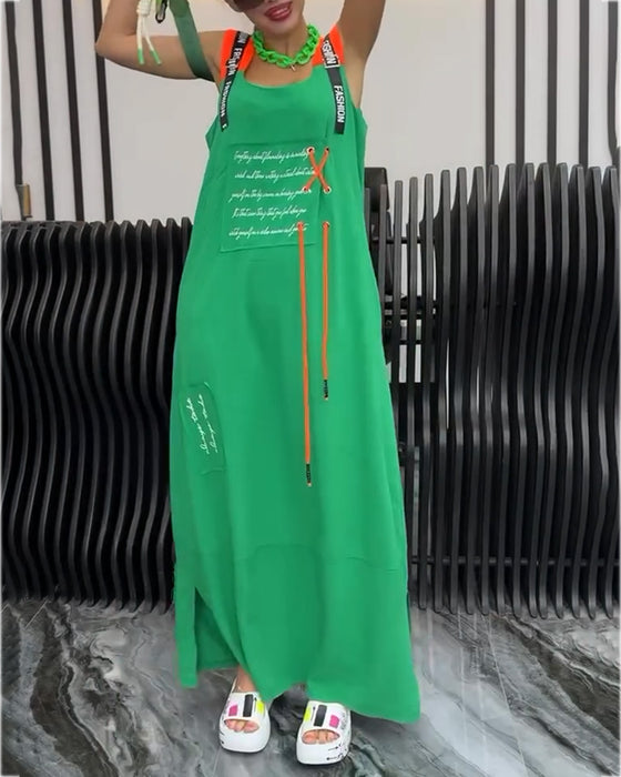 Klänning Ärmlös Personlig Bokstavstryck