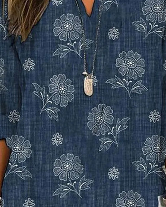 Casual blus med blommönster