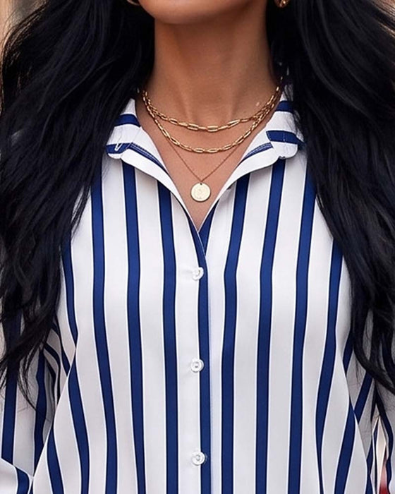 Blus Randig Rygg Kors Oregelbunden
