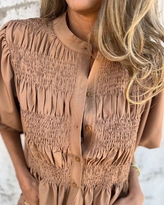 Blus Casual Mode Kort Ärma Enfärgad