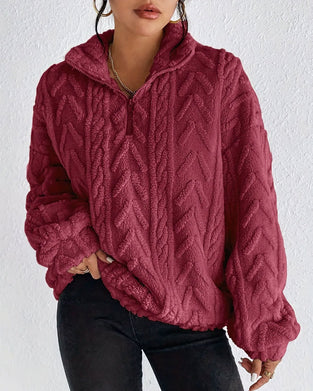 Sweatshirt Dubbelsidig Fleece Halv Dragkedja