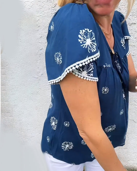 Blus Petalärm Tryck Tie-Dye