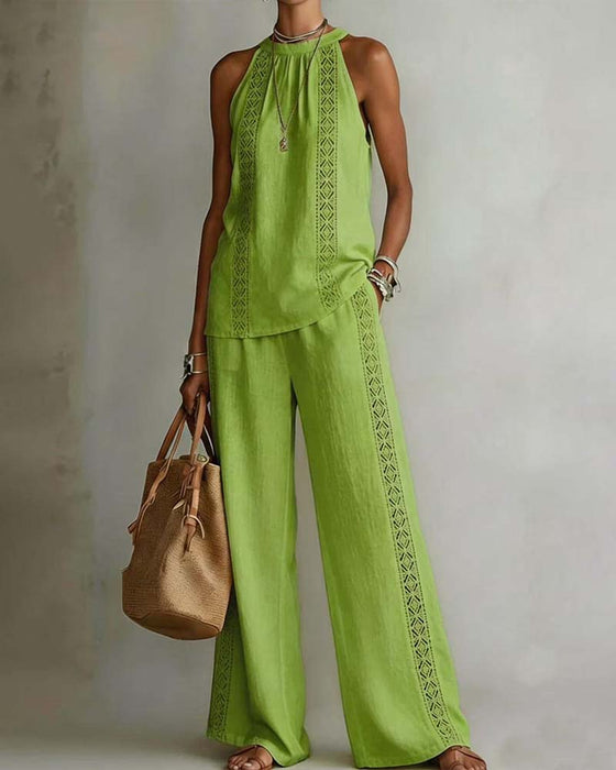 Tvådelad Set Hollow Out Halter
