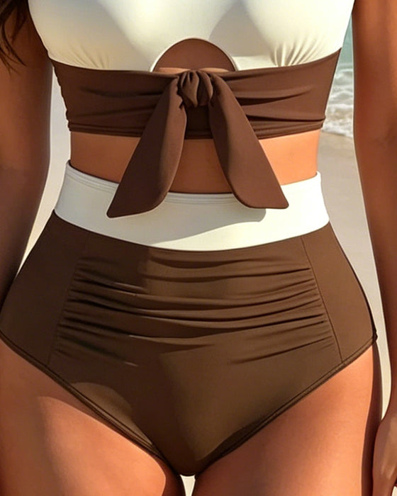 Semester Bikini U-hals Färgblock