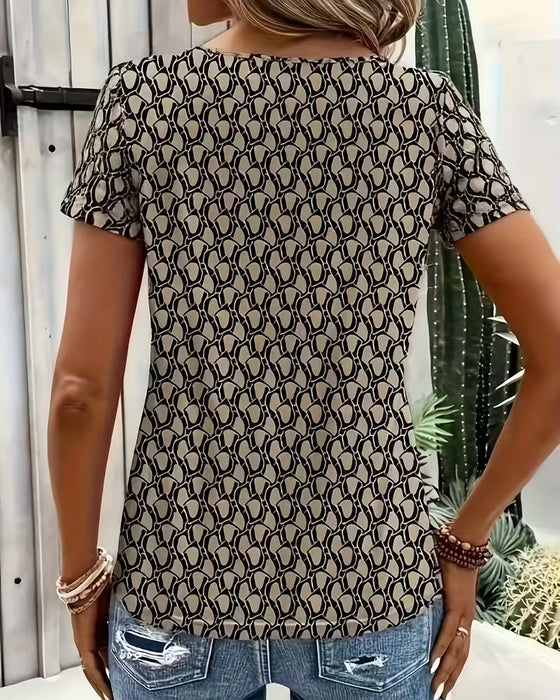 T-Shirt Ring Spänne Geometrisk Tryck