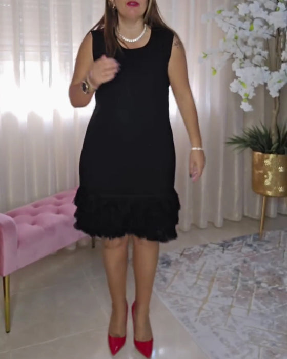 Klänning Ärmlös Fransig Modig