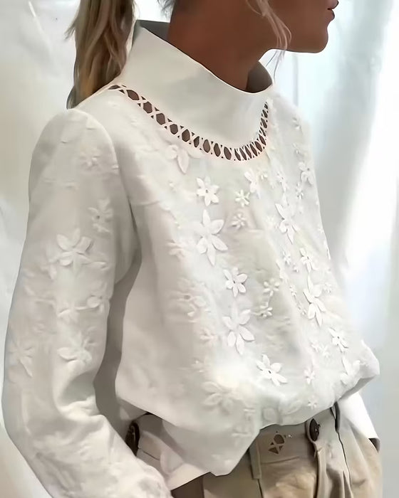 Jacquardblus Med Modernt Spetspatchwork