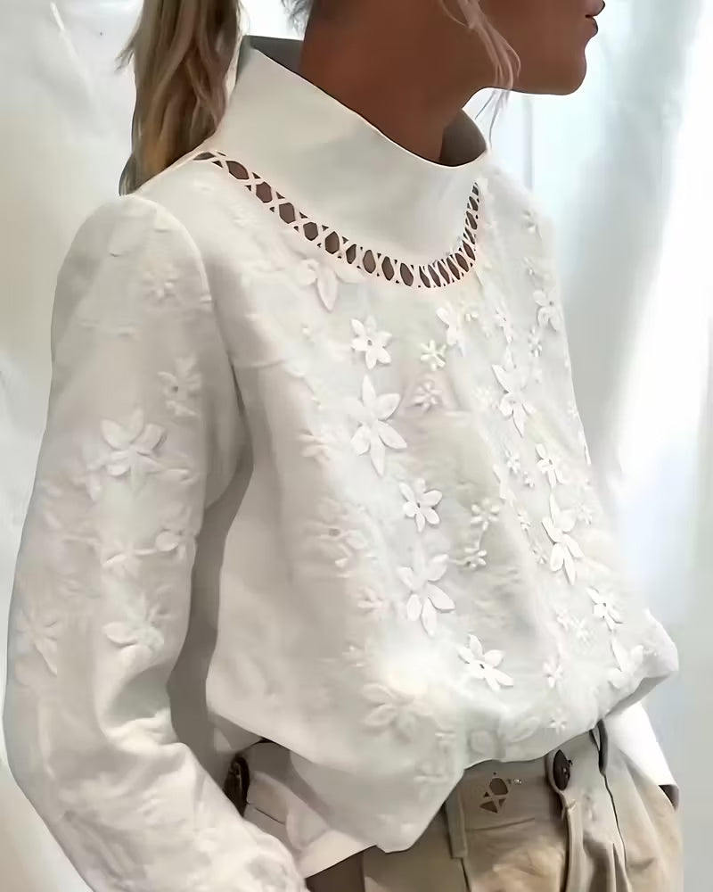 Jacquardblus Med Modernt Spetspatchwork